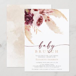 Invitación Brunch Bohemian Pampas Tropical Grass Baby Shower