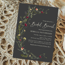 Invitación Brunch Boho Carbón silvestre Half Wreath Bridal Br