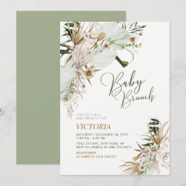 Invitación Brunch Botánico Baby Shower de Green & Gold Boho