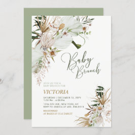 Invitación Brunch Botánico Baby Shower de Green & Gold Boho