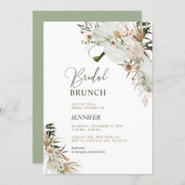 Invitación Brunch Botánico Bridal Boho Verde y Oro