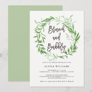 Invitación Brunch botánico de la guirnalda de las hojas y