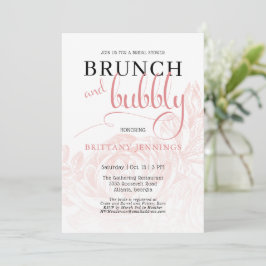 Invitación Brunch botánico rosado y ducha de novia burbujeant
