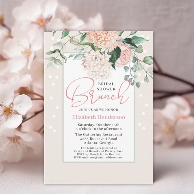 Invitación Brunch botánico Rubor Pink Floral Bridal Shower (Subido por el creador)