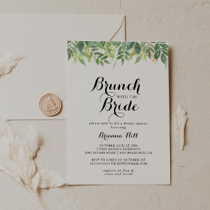 Invitación Brunch botánico verde con ducha de novia