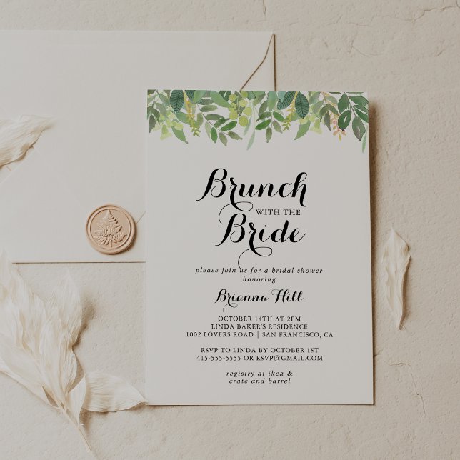 Invitación Brunch botánico verde con ducha de novia (Subido por el creador)