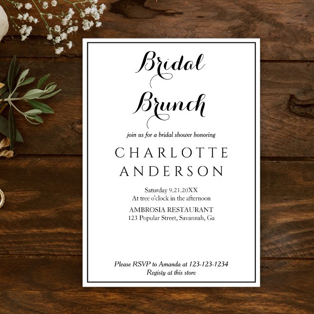 Invitación Brunch Bridal Bridal Bridal Sencillo (Subido por el creador)