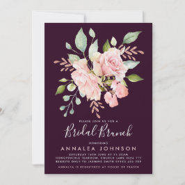 Invitación Brunch Bridal Brunch, Rosas Lavish Pink & Eggplant