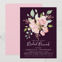 Invitación Brunch Bridal Brunch, Rosas Lavish Pink & Eggplant