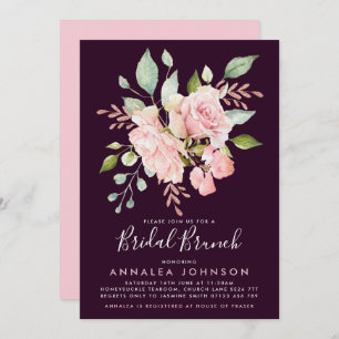 Invitación Brunch Bridal Brunch, Rosas Lavish Pink & Eggplant