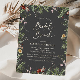 Invitación Brunch Bridal de Boho Gris Moderno Wildflowers