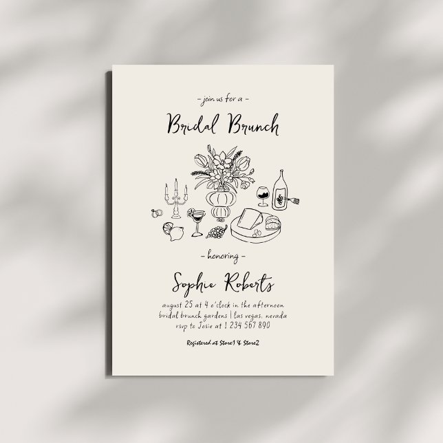 Invitación Brunch Bridal de escritura a mano dibujada a mano  (Subido por el creador)