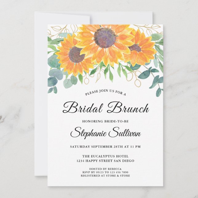 Invitación Brunch Bridal de Eucalyptus (Anverso)