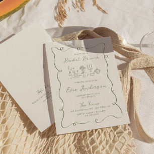 Invitación Brunch Bridal De Sage De Mano Derramada