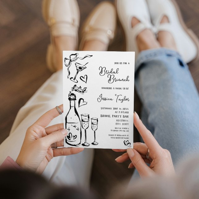 Invitación Brunch Bridal Francés De Doodle De Mano Dibujado (Subido por el creador)