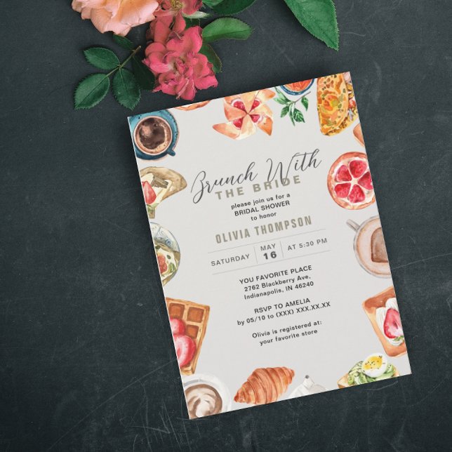 Invitación Brunch Bridal Grayish Waffles Pancakes (Subido por el creador)