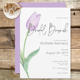 Invitación Brunch Bridal Morado Moderno Tulip Solo Bridal