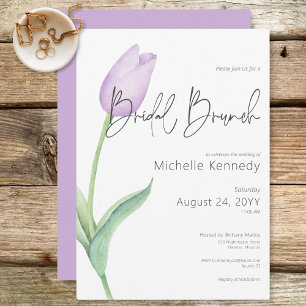 Invitación Brunch Bridal Morado Moderno Tulip Solo Bridal