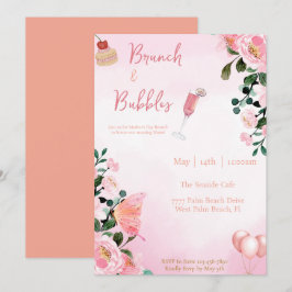 Invitación Brunch & Bubbles Día de la Madre Brunch Floral ros