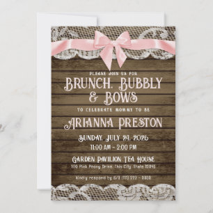 Invitación Brunch Bubbly Barn Wood and Bows Baby Shower