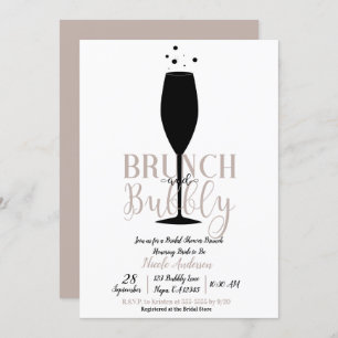 Invitación Brunch Bubbly Bridal Brunch de Vidrio de Champagne