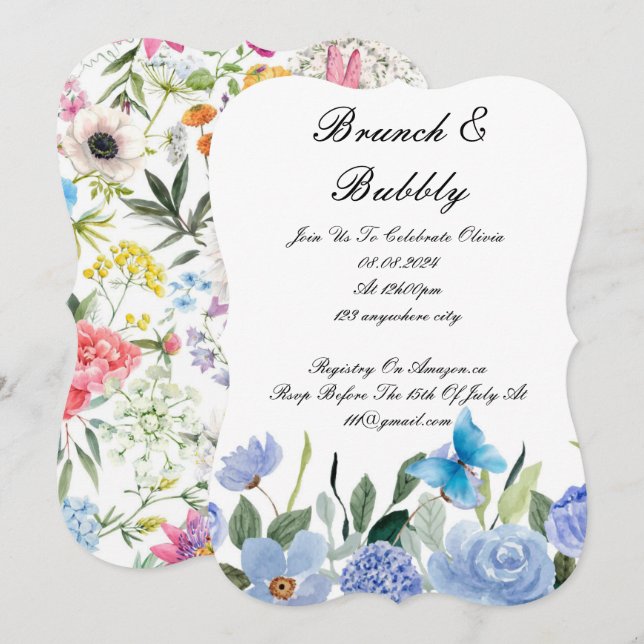 INVITACIÓN BRUNCH & BUBBLY BRIDAL DE DUCHA (Anverso / Reverso)