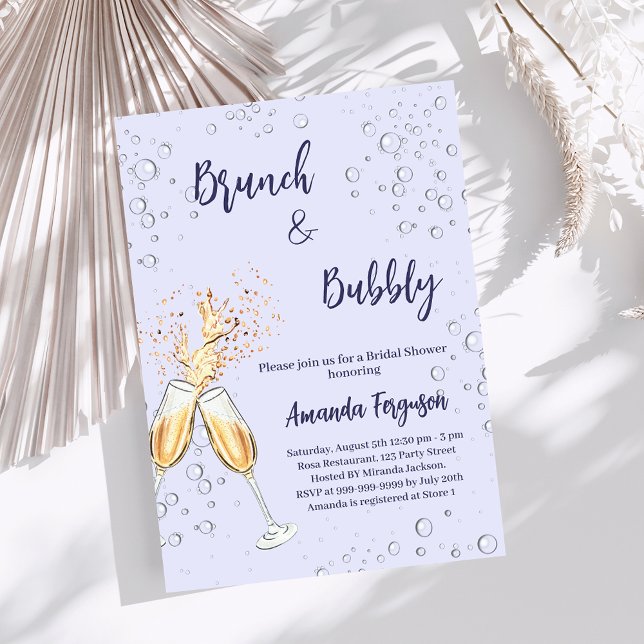 Invitación Brunch Bubbly Bridal Shower anima a lavender viole (Subido por el creador)