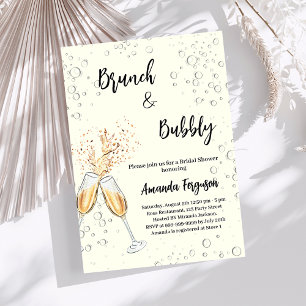 Invitación Brunch Bubbly Bridal Shower anima marfil