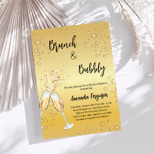 Invitación Brunch Bubbly Bridal Shower anima oro