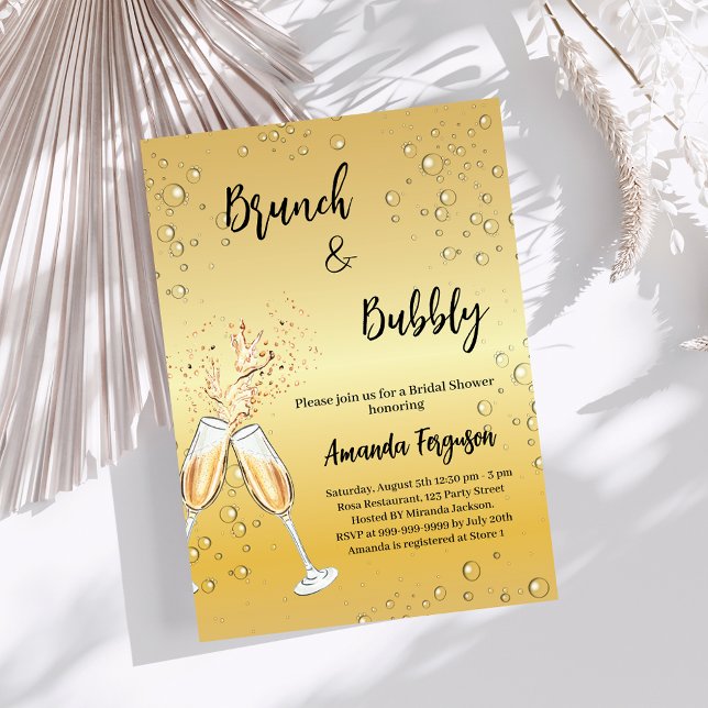 Invitación Brunch Bubbly Bridal Shower anima oro (Subido por el creador)