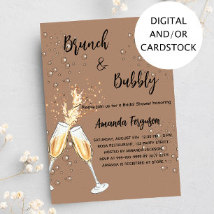 Invitación Brunch Bubbly Bridal Shower burbujas tierra polvor