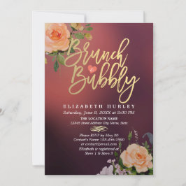 Invitación Brunch Bubbly Bridal Shower Floral String Luces