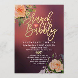 Invitación Brunch Bubbly Bridal Shower Floral String Luces