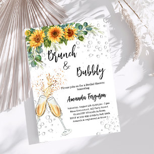 Invitación Brunch Bubbly Bridal Shower girasoles vegetación