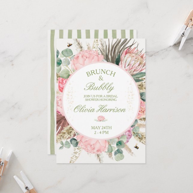 Invitación Brunch & Bubbly Bridal Shower Invitation (Anverso/Reverso In Situ)