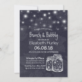 Invitación Brunch Bubbly Bridal Shower Mason Jar String Light