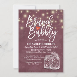Invitación Brunch Bubbly Bridal Shower Mason Jar String Light