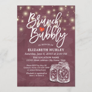 Invitación Brunch Bubbly Bridal Shower Mason Jar String Light
