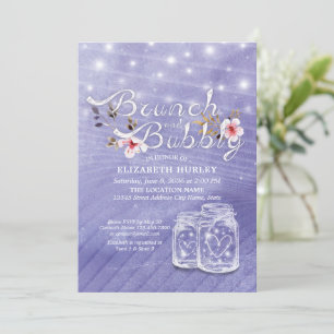 Invitación Brunch Bubbly Bridal Shower Mason Jar String Light