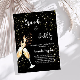 Invitación Brunch Bubbly Bridal Shower negro animadores