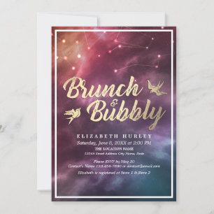 Invitación Brunch Bubbly Bridal Shower Night Stars Sky Galaxy