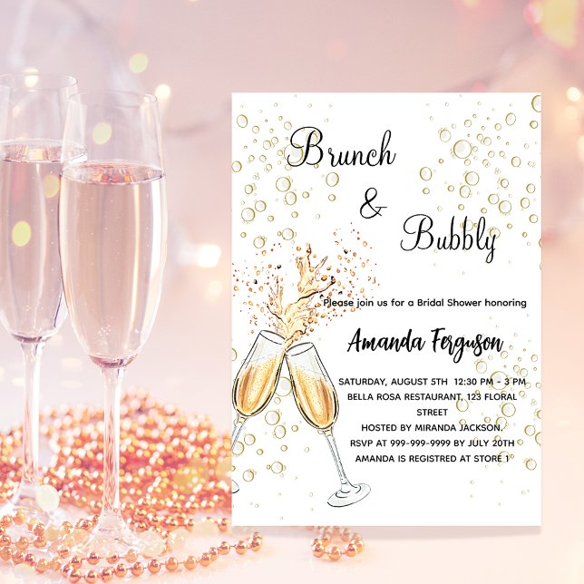 Invitación Brunch Bubbly Bridal Shower oro lujo de oro (Subido por el creador)