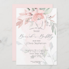 Invitación Brunch Bubbly Bridal Shower Rubor Wild Rosa Invita