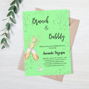 Invitación Brunch Bubbly Bridal Shower se anima a menta verde