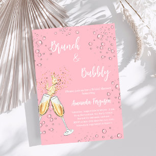 Invitación Brunch Bubbly Bridal Shower sonriente gritos rosad