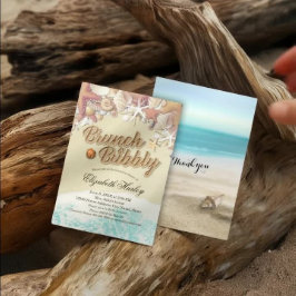 Invitación Brunch Bubbly Bridal Shower Summer Beach Starfish