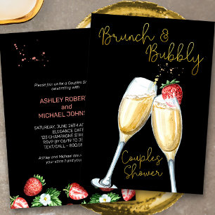 Invitación Brunch Bubbly Champagne de Fresa para Despedida de