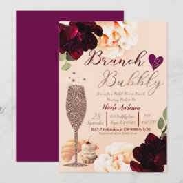 Invitación Brunch & Bubbly Champagne Melocotón Dorado Desayun