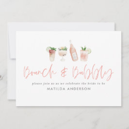 Invitación Brunch & bubbly de fin de semana de soltera rosa