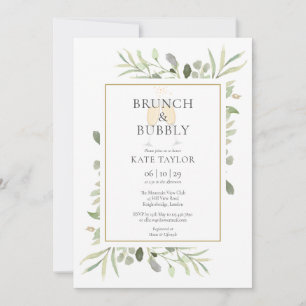 Invitación Brunch Bubbly Desayuno Nupcial Verde